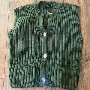 Vici Green Knit Cardigan Vest with gold buttons